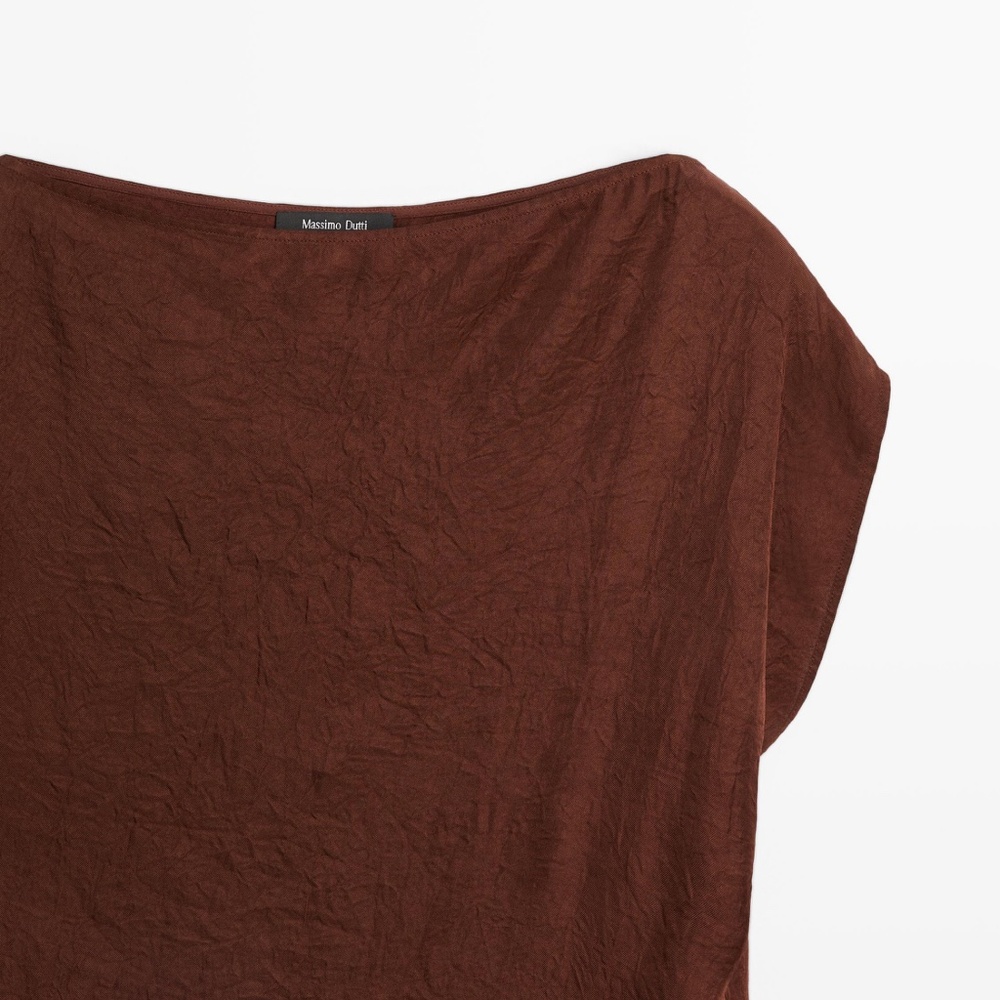 NWT Massimo Dutti Burgundy/Warm Chocolate Satin Midi Dress Size 2 US / 34 EUR - Picture 6 of 14